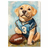 Labrador Football Dog Art for Rugby Sports Fans Gift for Dog Dad's Sports Room Décor on Ready to Hang 1.5" Thick Canvas Wrap, Floating Framed Canvas, Flat Rolled Canvas